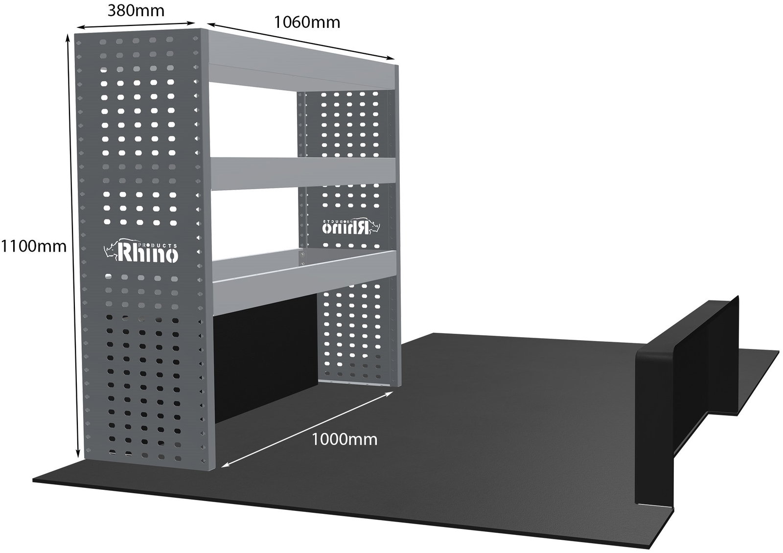 Rhino MR4 Pakiet Pro | Opel Vivaro 2014-2019 L1 | H1 | Cała przestrzeń ładunkowa | Metalowe regały do busa
