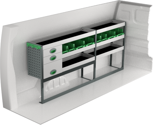 Fahrzeugeinrichtung Fiat Scudo 2022+ Premium Line | Fahrzeuglänge 5308 mm | 2054x300x890 mm | 3 Regalböden + 3 Schubladen