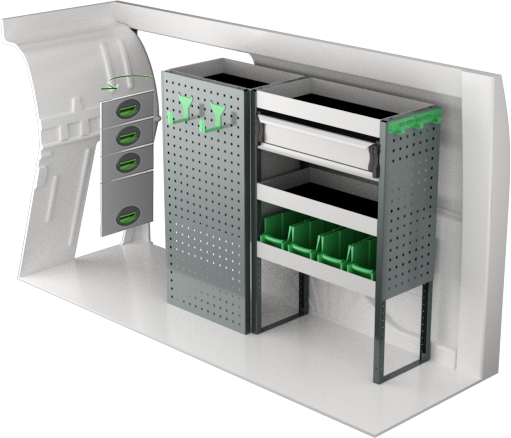 VANIFY Regalsystem Für Opel Combo L2 2019+ - Doppelte Regale Mit 24 Fächern