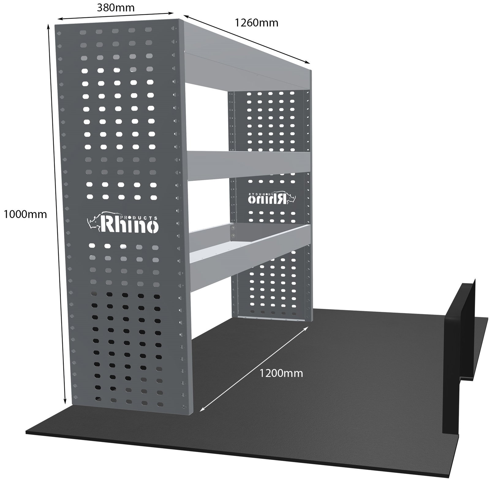Rhino MR4 Pakiet Basic | Nissan Townstar Electric Van 2022+ L1 | Strona kierowcy | Metalowe regały do busa