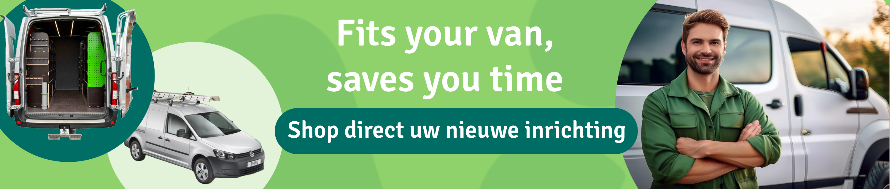 bedrijfswageninrichting voor uw bus Fits your van, saves you time banner homepage
