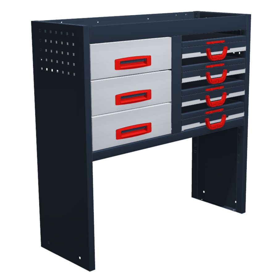 B-Line Volkswagen Transporter 2003-2024 L1 | Koffers en lades | 1014 x 980 x 360 mm | Metalen bedrijfswageninrichting