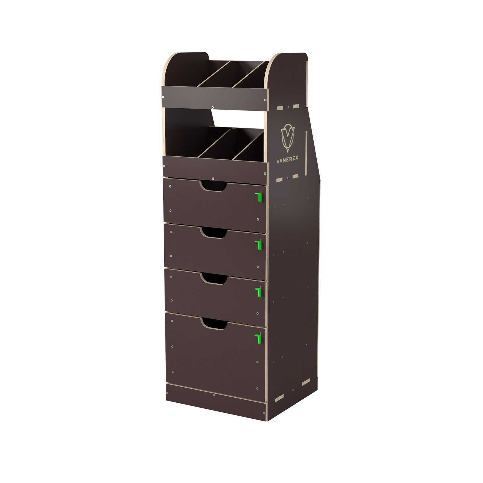 Regał drewniany Ford Transit Custom 2012-2023 H1/H2 L1/L2| Lewa strona | 400x380x1200 mm | 4 szufladami