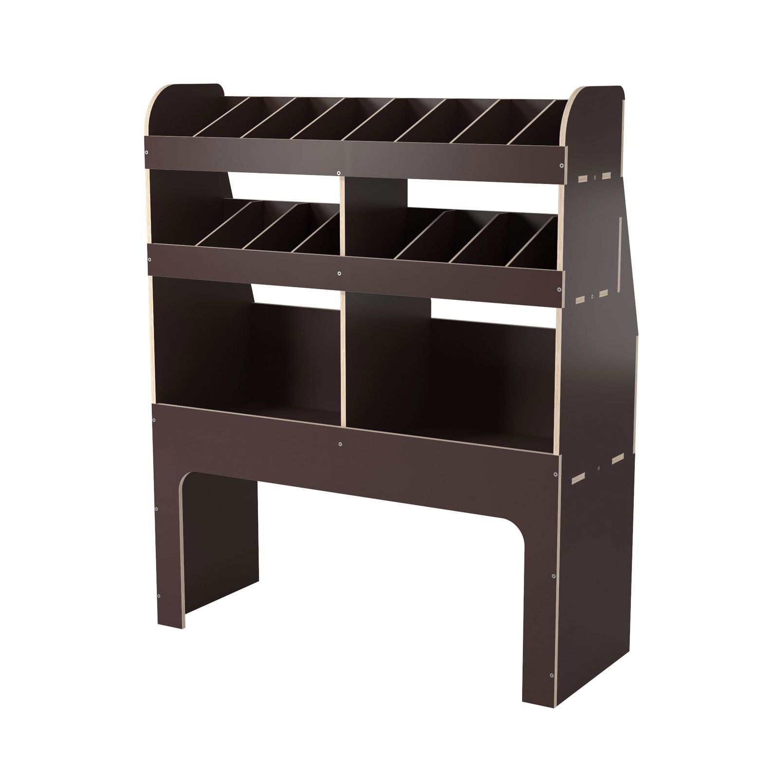 Aménagement bois Volkswagen Transporter 2003-2024 T6 H1/H2 L1/L2 | Côté gauche | 986x380x1200 mm | 3 étagères | Panneaux latéraux courbés