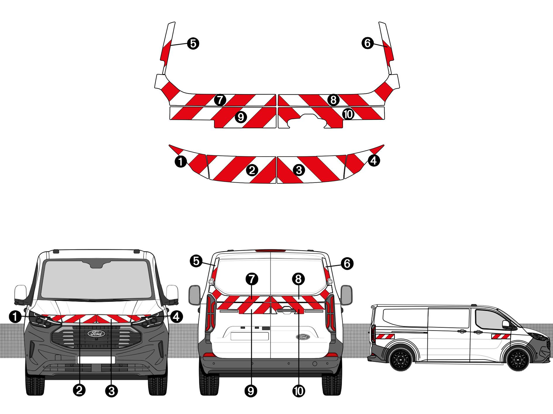 Kit de balisage pour Ford Transit Custom 2023+