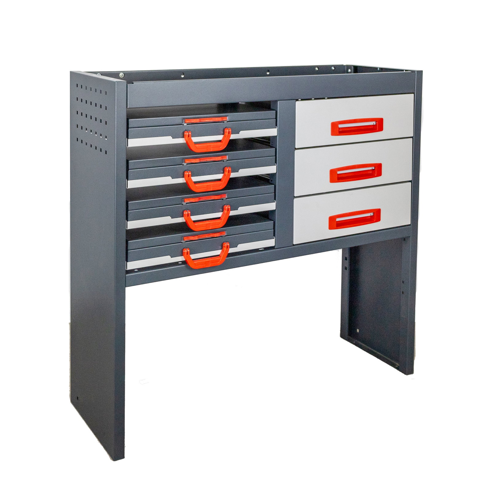 Stalowy regał samochodowy Peugeot Bipper 2008-2017 L1 | Lewa strona | Szuflada i obudowa rozsuwana w lewo | B-LINE