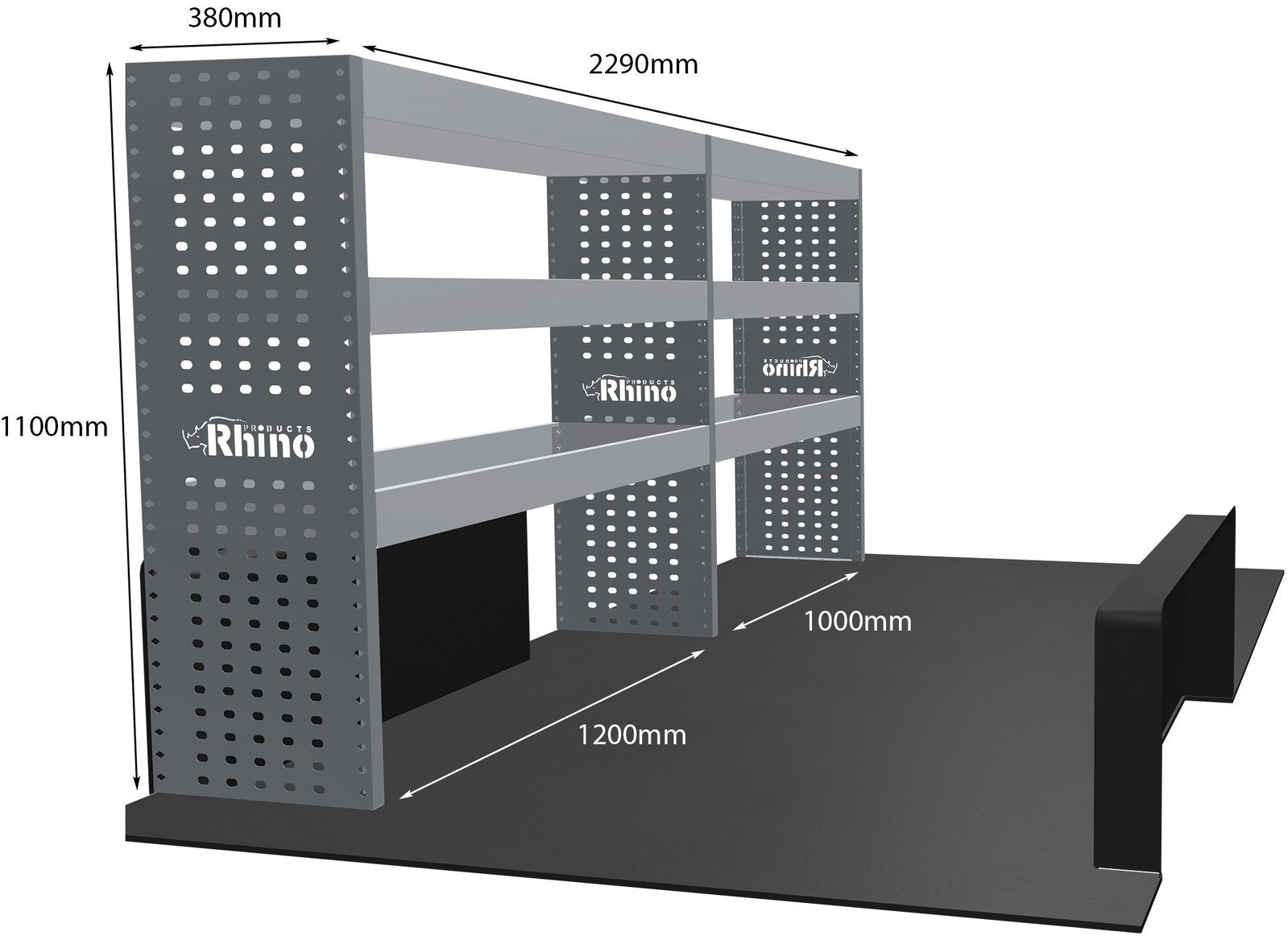 Rhino MR4 Pakiet Basic | Nissan Primastar 2022+ L2 | H1 | Strona kierowcy | Metalowe regały do busa