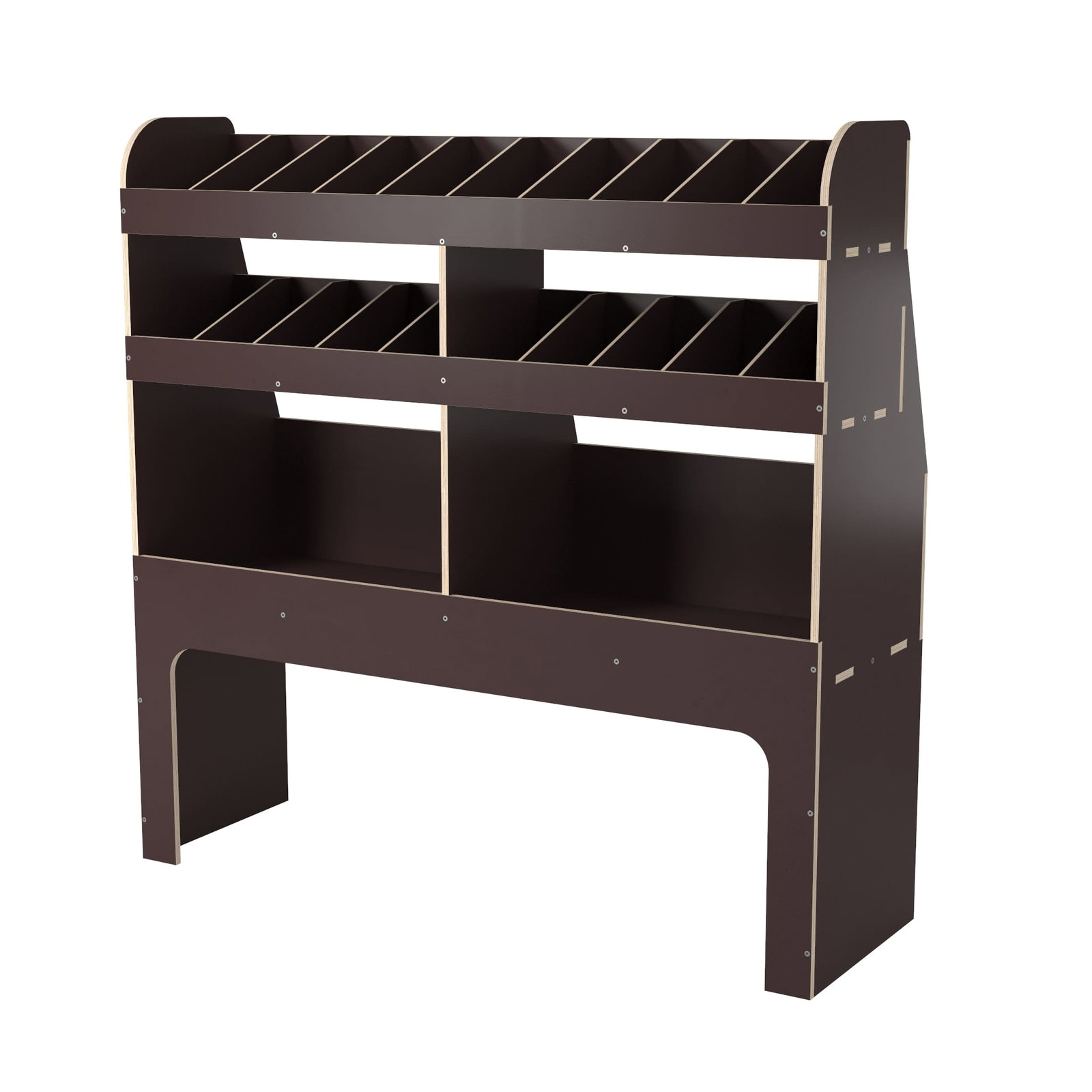 Houten bedrijfswageninrichting Ford Transit 2014+ H2/H3 L2/L3/L4 | Zijde van de bijrijder | 1200x380x1200 mm | 3 planken | Zijpanelen met inkeping