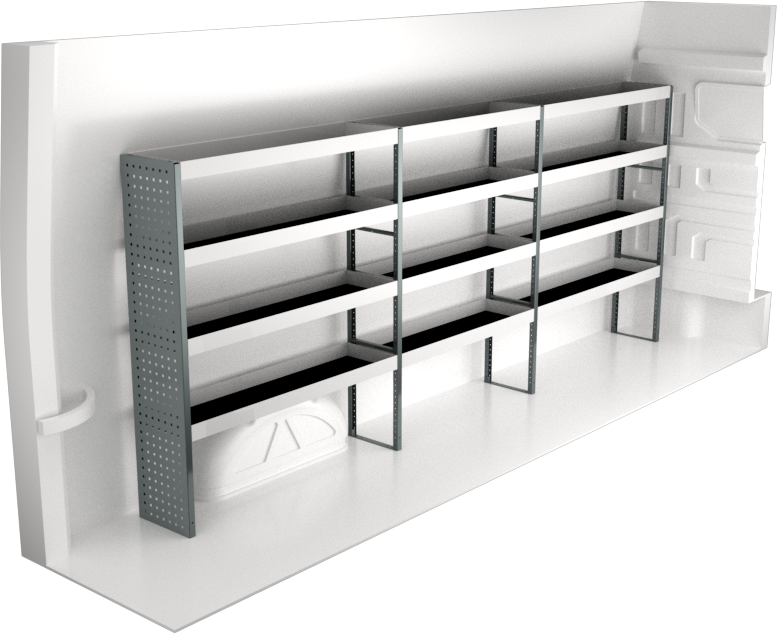 Fahrzeugeinrichtung Volkswagen Crafter 2017+ Premium Line | L4H3 | 3474x300x1440 mm | 4 Regalböden