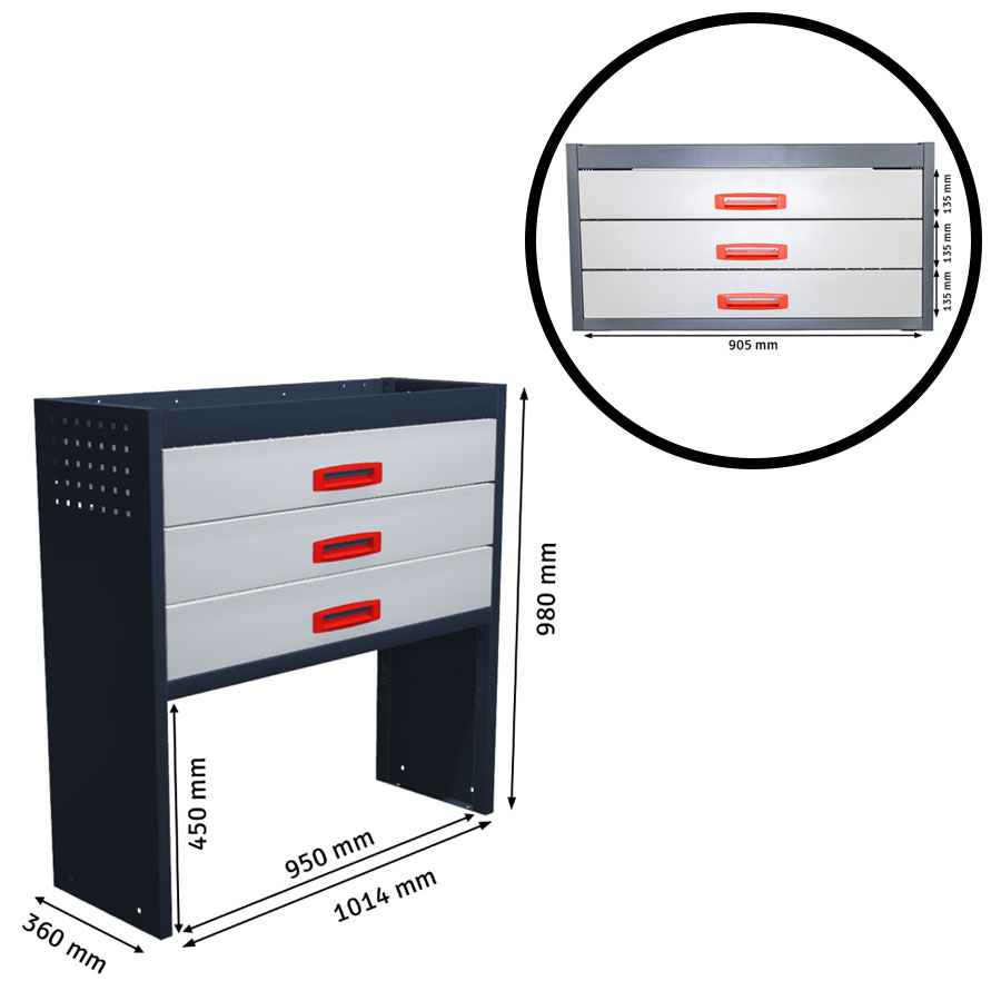 B-Line Maxus eDeliver 7 2024+ L2 | Lades | 1014 x 980 x 360 mm | Metalen bedrijfswageninrichting