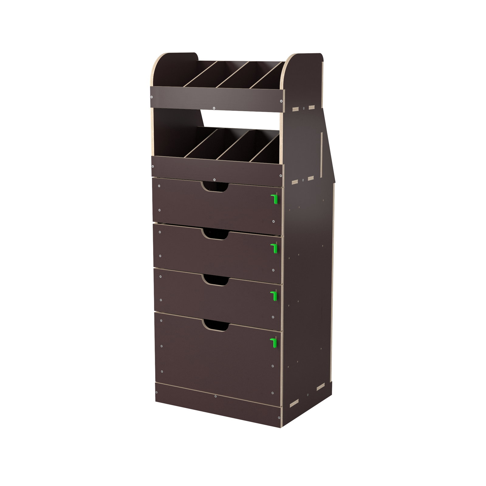 Houten bedrijfswageninrichting Fiat Doblo 2010-2022 H1/H2 L1/L2 | Zijde van de bijrijder | 500x380x1200 mm | 4 lades