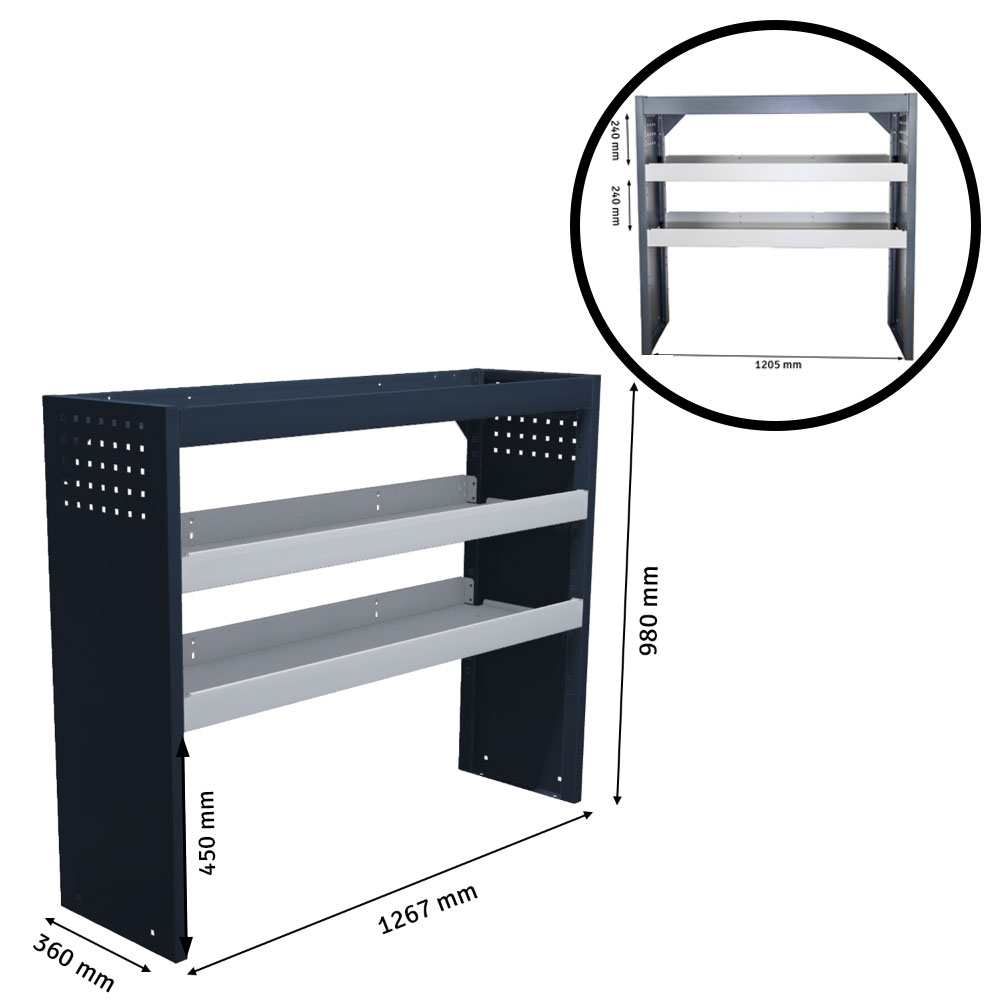 B-Line Ford E-Transit Custom 2023+ L2 | Legplanken | 1267 x 980 x 360 mm | Metalen bedrijfswageninrichting