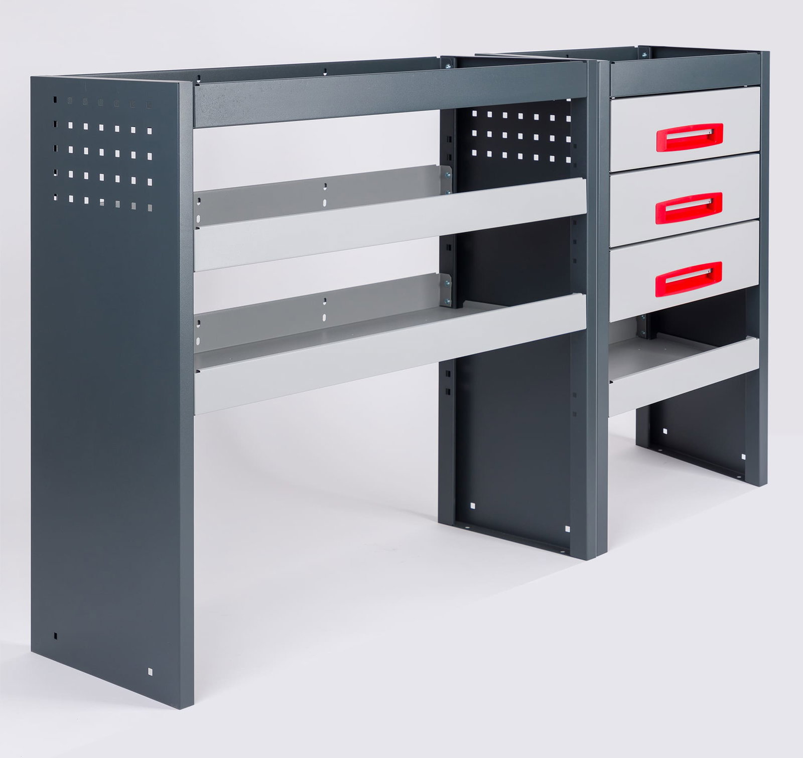 Stalowy regał samochodowy Toyota Proace 2016+ L1/L2/L3 | Lewa strona | Z szufladami | B-LINE